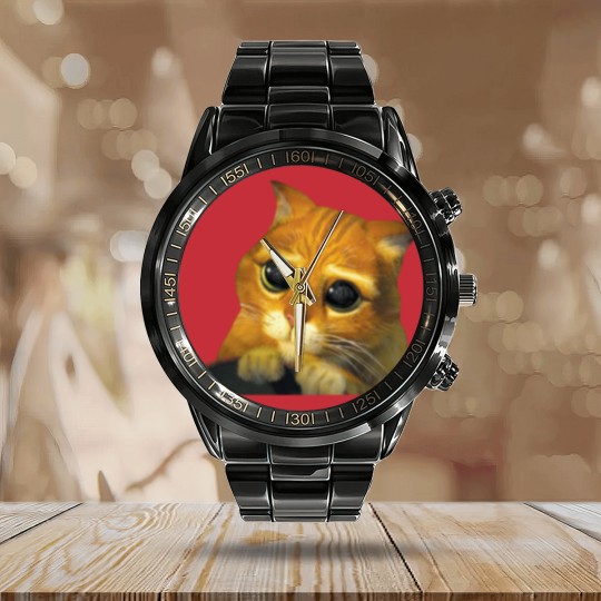 Discover Shrek Puss In Boots Cute Calendar Steel Band Watch
