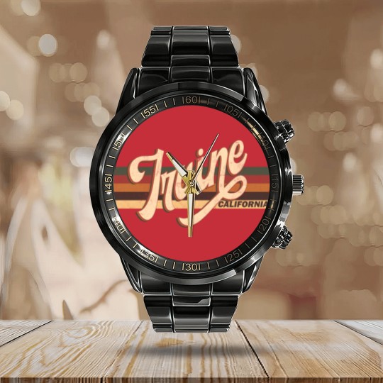 Discover Irvine California Retro Vintage 70s 80s Clothing - Irvine California - Calendar Steel Band Watch