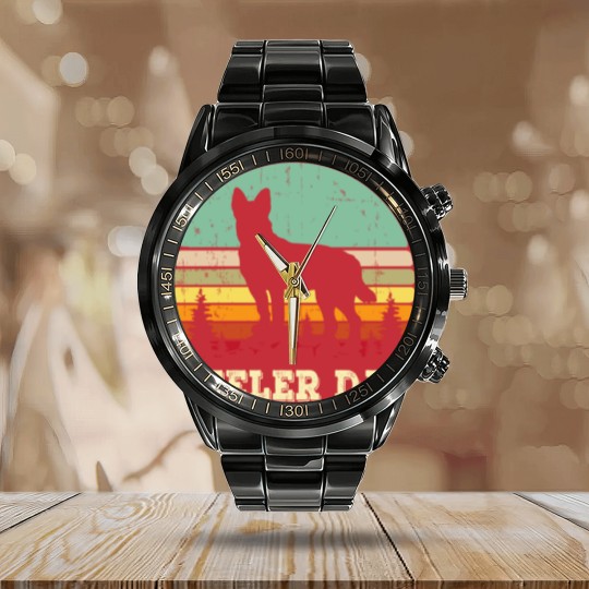 Discover Australian Cattle Dog Red Blue Pet Heeler Dad Cute Mens Gift Calendar Steel Band Watch