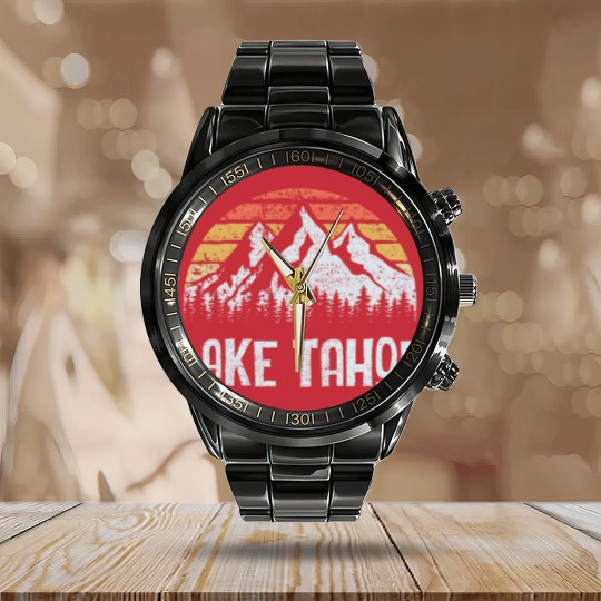 Discover Vintage Retro Lake Tahoe Calendar Steel Band Watch