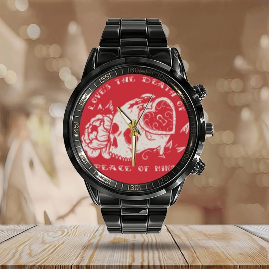 Discover Bad Omens Love's The Death Of Peace Of Mind Calendar Steel Band Watch,