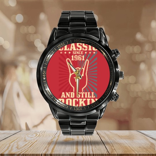 Discover Vintage 1961 Classic Rock 60th Birthday Gift Calendar Steel Band Watch
