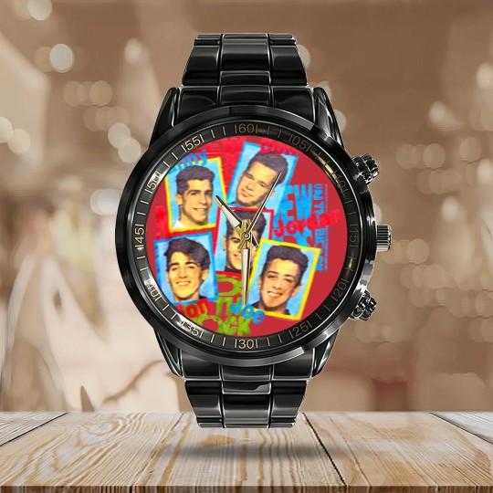 Discover NK on The Block Calendar Steel Band Watch, Vintage NKOT Block Pink Calendar Steel Band Watch