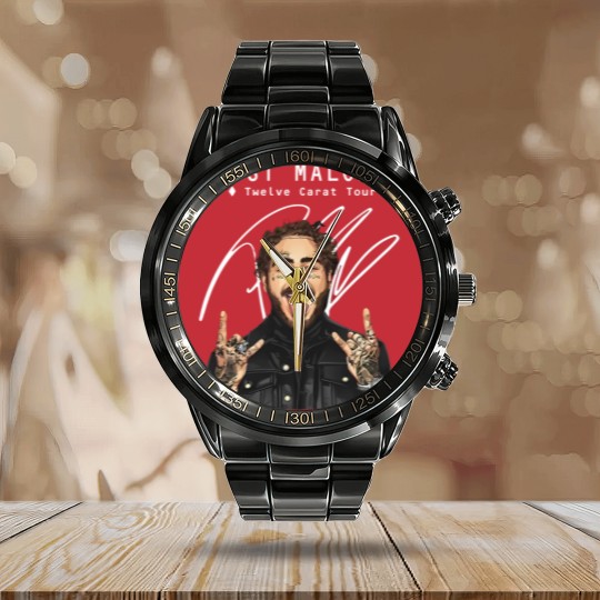 Discover Post Malone 12 Carat Tour Calendar Steel Band Watch -  Signed Signature Version - Post Malone Unisex Calendar Steel Band Watch Calendar Steel Band Watch