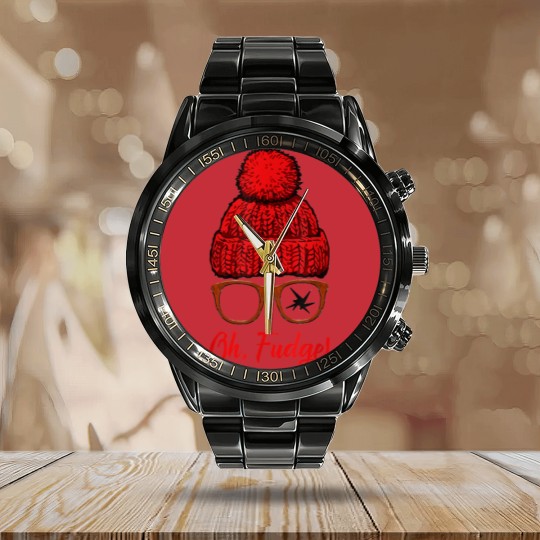 Discover Oh Fudge Funny Christmas Candies Geek Nerd Calendar Steel Band Watch