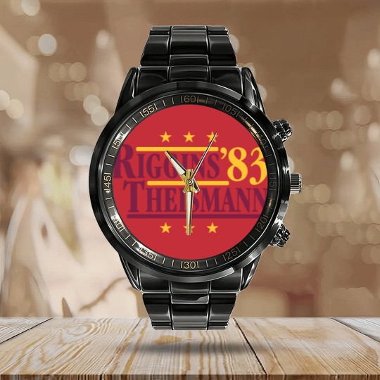 Discover Riggins & Theismann '83 Calendar Steel Band Watch, Football Legends For President Fan Calendar Steel Band Watch