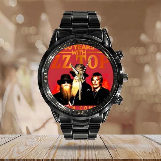 Discover ZZ Top 50 Years Live In Concert The Memories Calendar Steel Band Watch, ZZ Top Calendar Steel Band Watch