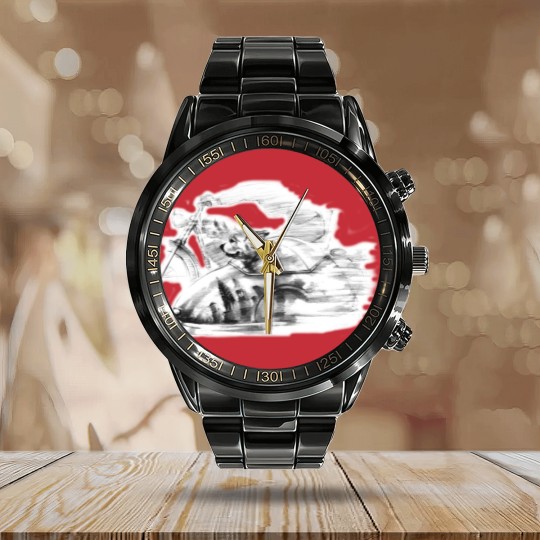 Discover Dog in a Sidecar Calendar Steel Band Watch