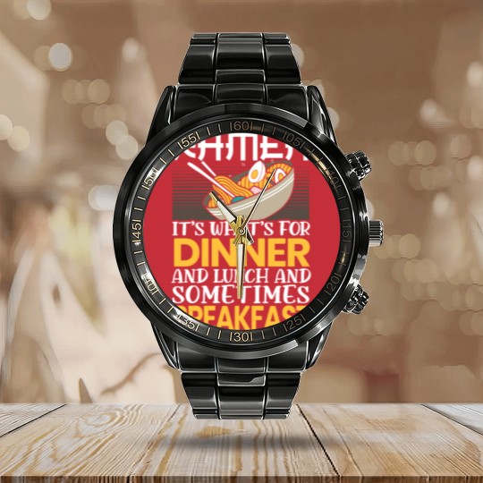 Discover Ramen Japanese Noodle Soup Eater Food Lover Foodie Calendar Steel Band Watch