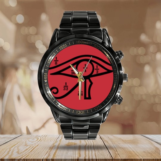 Discover Eye of Horus, Heqat, Fractional Numbers, Egypt Calendar Steel Band Watch