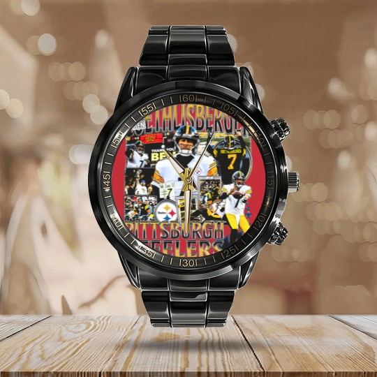 Discover Vintage 90s Graphic Style Ben Roethlisberger Calendar Steel Band Watch, Ben Roethlisberger Vintage Calendar Steel Band Watch, American Football Gift