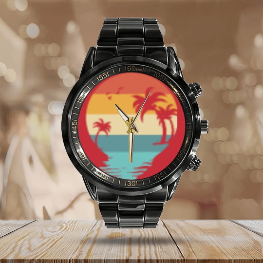 Discover Forever Chasing Sunsets Calendar Steel Band Watch, Retro Summer Calendar Steel Band Watch, Summer Vibes Calendar Steel Band Watch, Beach Calendar Steel Band Watch, Vacation Calendar Steel Band Watch, Summer Vacation Calendar Steel Band Watch, Trendy Calendar Steel Band Watch