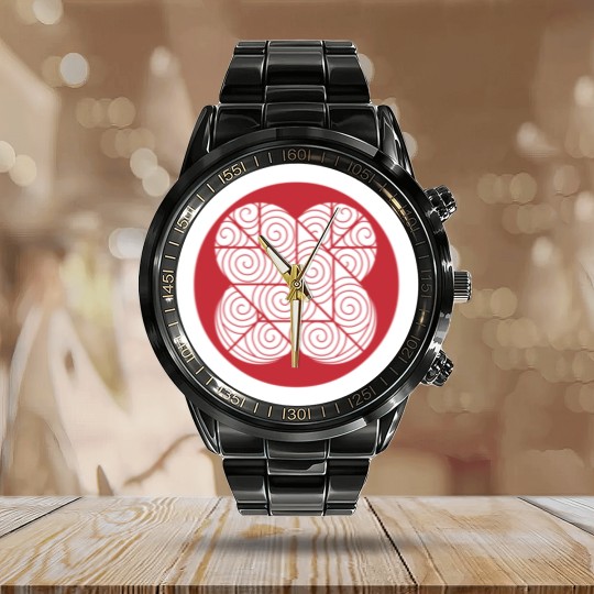 Discover Japanese Family Crest KAMON Symbol Calendar Steel Band Watch