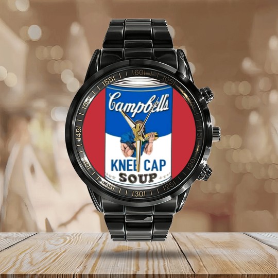 Discover Campbell's Kneecap Soup Graphic Calendar Steel Band Watch, Dan Campbell's Kneecap Soup Graphic