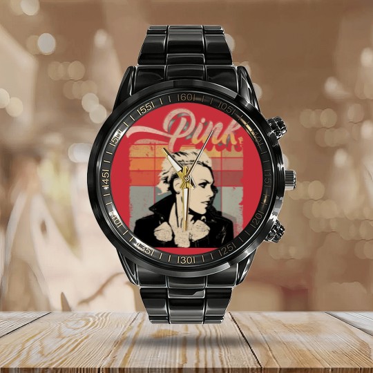 Discover Retro P!nk Pink Calendar Steel Band Watch, Music Tour 2023 Calendar Steel Band Watch Pink Summer concert Calendar Steel Band Watch