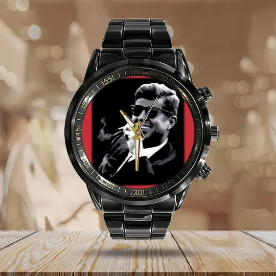 Discover John F. Kennedy Cigar & Sunglasses Calendar Steel Band Watch