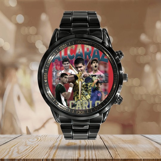 Discover Carlos Alcaraz Calendar Steel Band Watch, Carlos Alcaraz 90s Bootleg Calendar Steel Band Watch