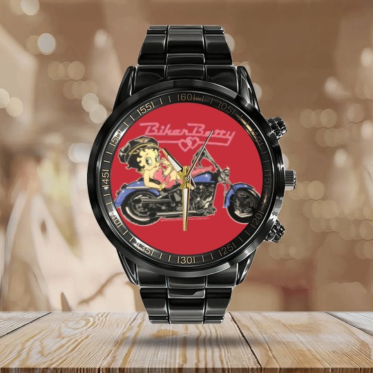 Discover 1993 Biker Betty Boop vintage motorcycle Calendar Steel Band Watch Calendar Steel Band Watch