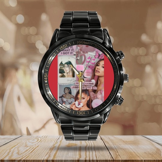 Discover Vintage Ariana Grade Calendar Steel Band Watch, Music Concert Graphic Calendar Steel Band Watch