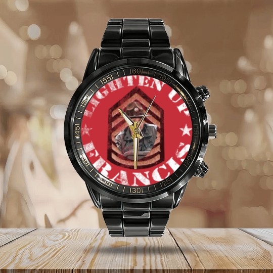 Discover Lighten Up Francis, distressed - bil mur - Calendar Steel Band Watch