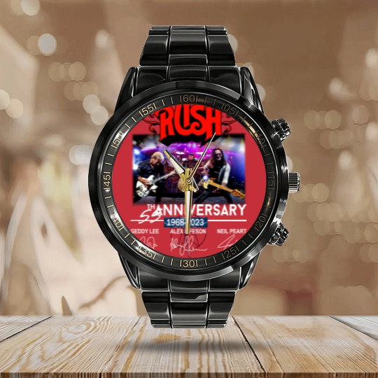 Discover New 55 Years RUSH Band 1968-2023 Signatures Calendar Steel Band Watch