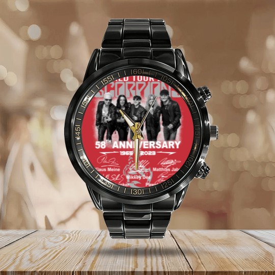 Discover 58TH ANNIVERSARY Scorpions world tour 2023 Calendar Steel Band Watch, Scorpions Calendar Steel Band Watch