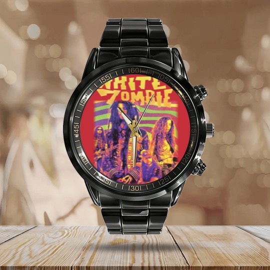 Discover Vintage Style White Zombie Band Calendar Steel Band Watch