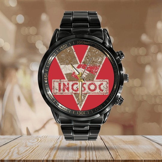 Discover INGSOC LOGO - Sci Fi - Calendar Steel Band Watch