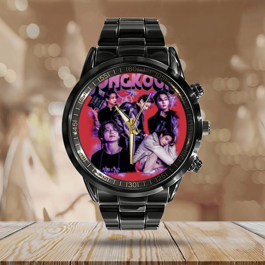 Discover Jungkook Calendar Steel Band Watch, Jungkook Vintage Style Calendar Steel Band Watch, Jungkook Vintage Unisex Calendar Steel Band Watch