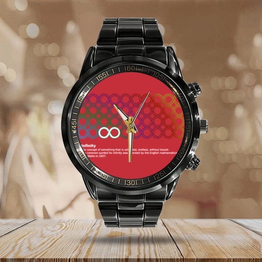 Discover Infinity math symbol Calendar Steel Band Watch
