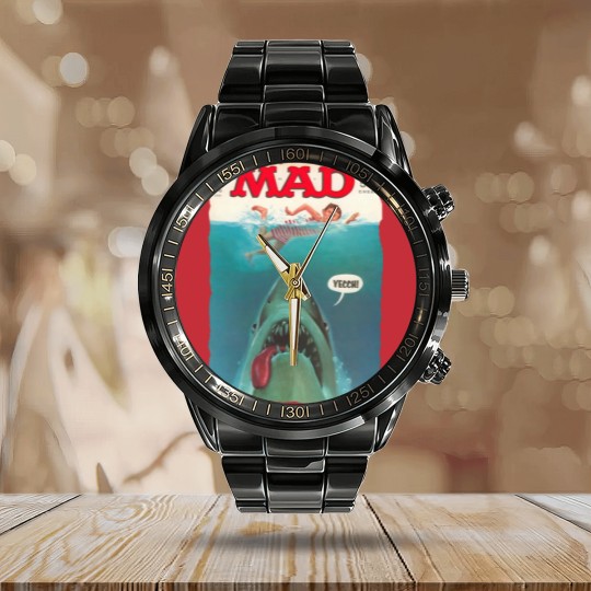Discover Mad Magazine Jaws Cover Deep Sea Funny Super Cool Best Gift Top Calendar Steel Band Watch Calendar Steel Band Watch