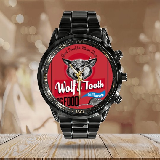Discover Wolfs Tooth Mean Dog Food Once Upon A Time In Hollywood Men's Calendar Steel Band Watch