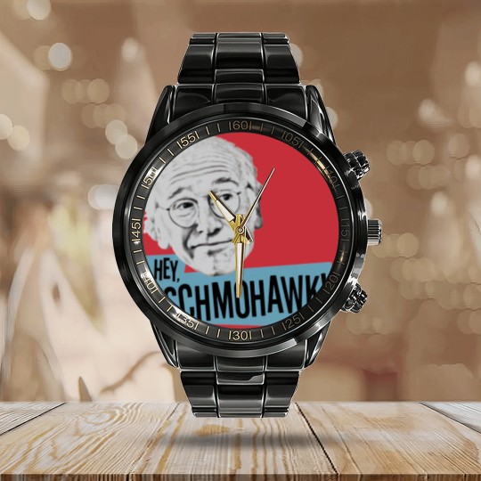 Discover Larry David Curb Your Enthusiasm "Schmohawk"funny Calendar Steel Band Watch