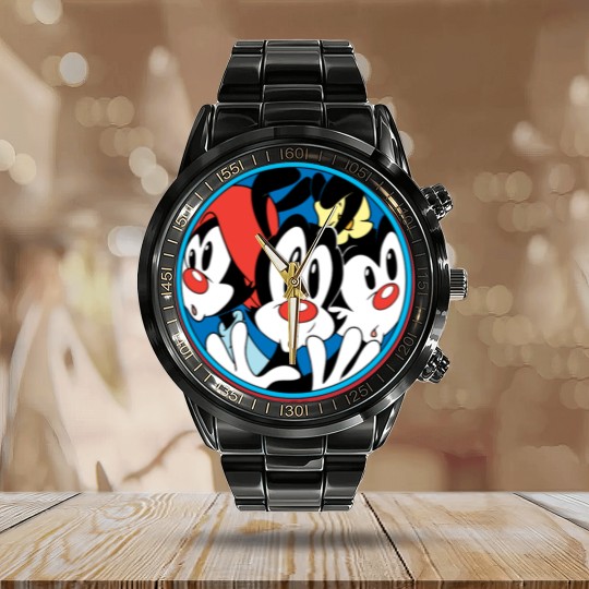Discover Animaniacs | Warner Siblings Circle Graphic Calendar Steel Band Watch