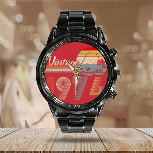 Discover Vintage 1974 Calendar Steel Band Watch, 1974 Birthday Calendar Steel Band Watch, 49th Birthday Calendar Steel Band Watch