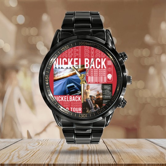 Discover Nickelback Music Calendar Steel Band Watch, Merch Vintage Get Rollin' Tour 2023 Calendar Steel Band Watch