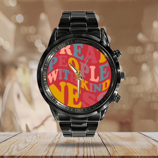 Discover Treat People With Kindness Calendar Steel Band Watch