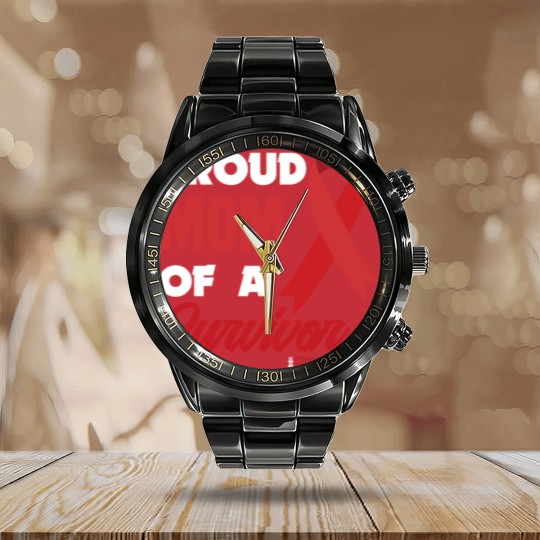 Discover Proud Mom Of A Survivor Stroke Awareness Calendar Steel Band Watch