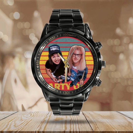 Discover Wayne's World Retro Vintage Calendar Steel Band Watch, Party On Vintage Calendar Steel Band Watch