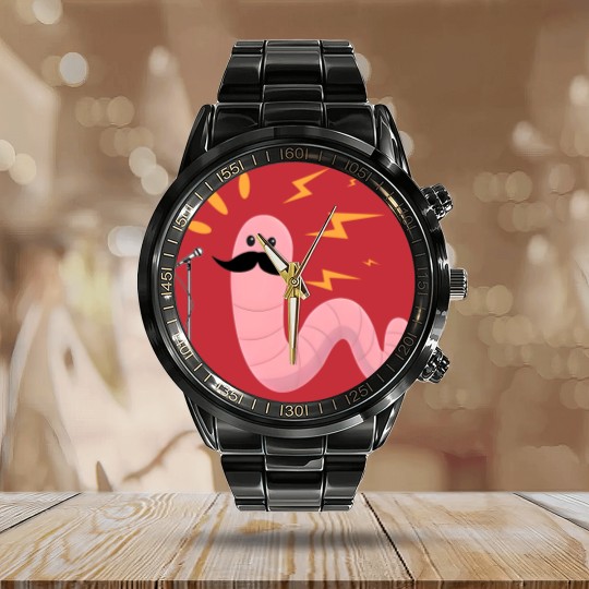 Discover Worm with a Mustache, Vanderpump Rules, Scandoval, Pump Rules, VPR, Sandoval Calendar Steel Band Watch, Funny Calendar Steel Band Watch