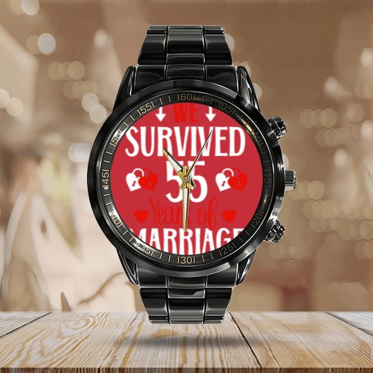 Discover 55th Wedding Anniversary 55 Year Marriage Romantic Calendar Steel Band Watch