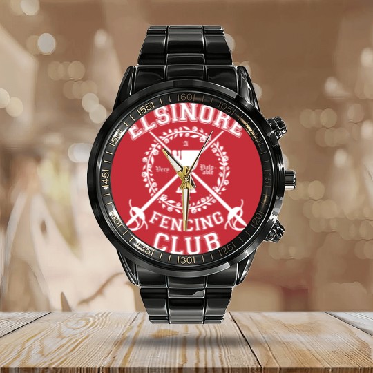 Discover Elsinore Fencing Club - Hamlet Calendar Steel Band Watch