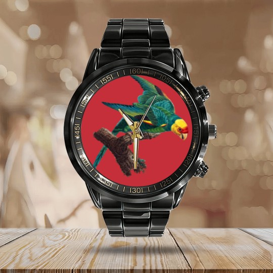 Discover Carolina parakeet Calendar Steel Band Watch