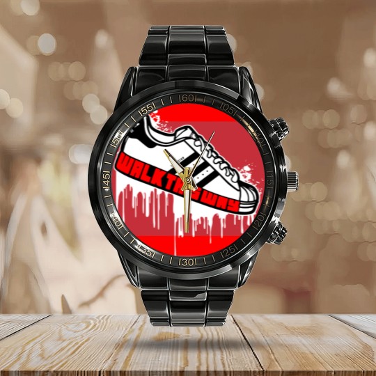 Discover Walk This Way Drip: Men's Graphic Calendar Steel Band Watch