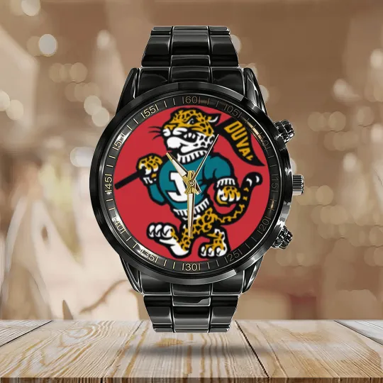 Discover Vintage Jags Mascot Calendar Steel Band Watch