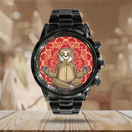 Discover Yoga Sloth My Spirit Animal Meditation Namaste Lazy Animal Calendar Steel Band Watch