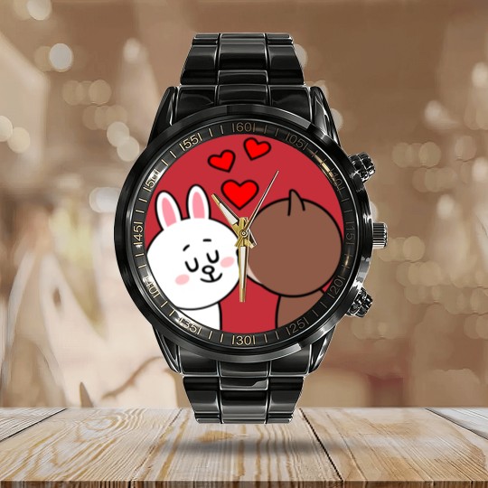 Discover Brown Bear Cony Bunny Rabbit The Kiss Calendar Steel Band Watch