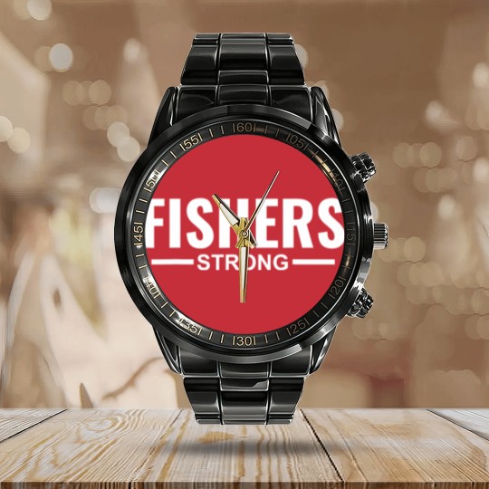 Discover Fishers Strong Community Strength Prayer Support Calendar Steel Band Watch