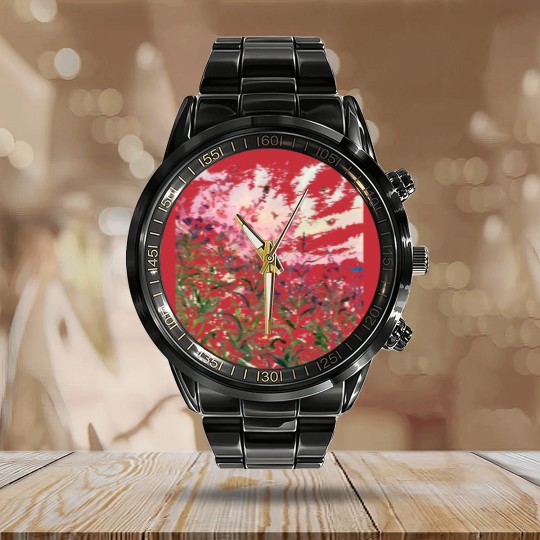 Discover Wildflowers Watercolor T- Calendar Steel Band Watch Wildflowers T- Calendar Steel Band Watch Calendar Steel Band Watch