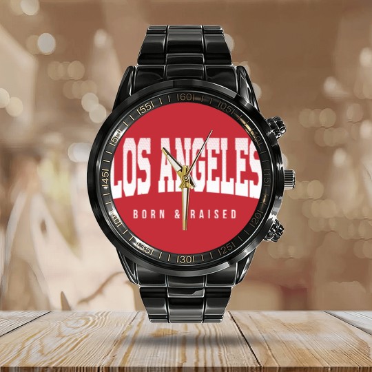 Discover Los Angeles, California - CA Born and Raised - Los Angeles - Calendar Steel Band Watch